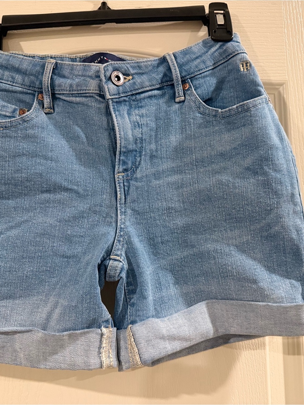 Tommy Hilfiger Light Wash Rolled Hem Denim Shorts